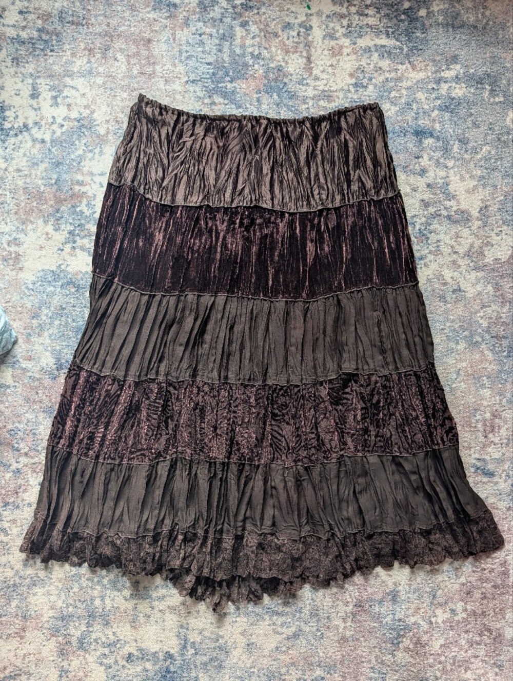 Allison Taylor Tiered Dark Brown Maxi Skirt